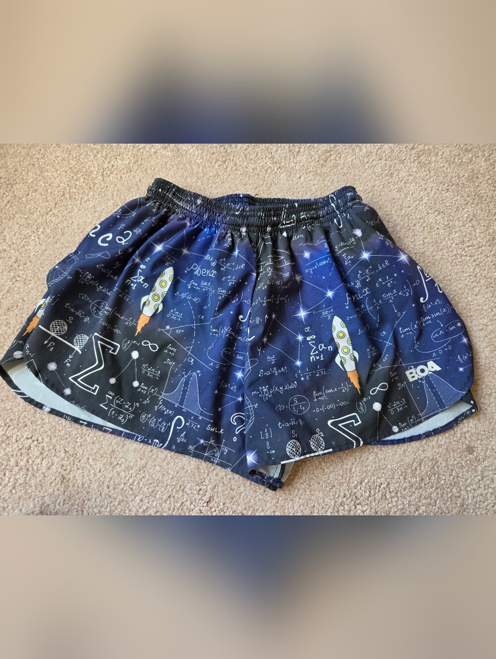 Boa Mens STEM Printed 3" Half Split Shorts, Small Running Trail